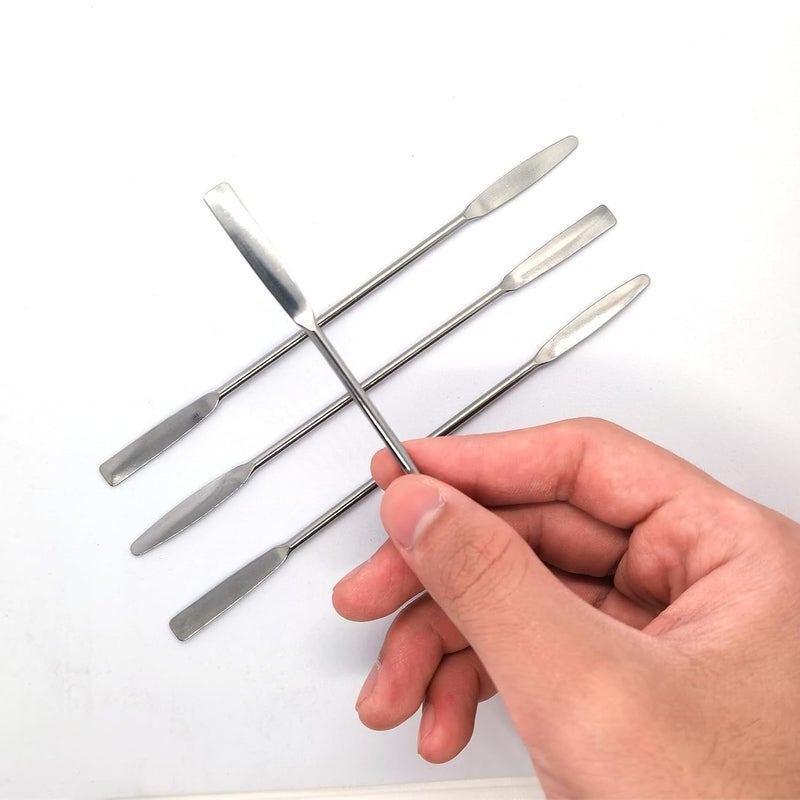 QidaiaLuck 4PCS Stainless Steel Lab Laboratory Mini Double-Ended Spatula,Micro Spatula, Semi-Micro Shovel Tapered Arrow End Flat Ends,Mini Metal Spatula,6" Length - Image 3